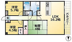 朝日プラザモンターニュ北神戸壱番館 4階3LDKの間取り