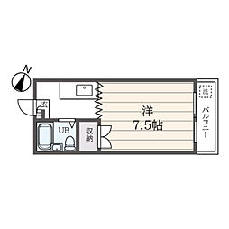 ソリッドリファインめじろ台 1Kの間取図画像
