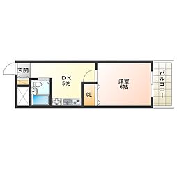明成中津ビル 1Kの間取図画像