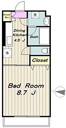 JR横浜線 八王子みなみ野駅 徒歩11分の賃貸マンション 1階1Kの間取り