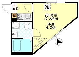 Gardens小金井 2階1Kの間取り