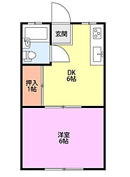 メモリー 1DKの間取図画像