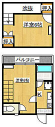 セントヒルズ津田沼2 2Kの間取図画像