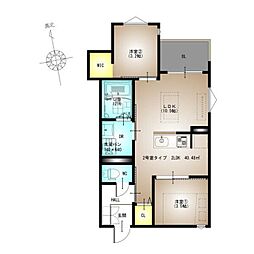 REGALEST LA NAUAGE 武庫川 2LDKの間取図画像