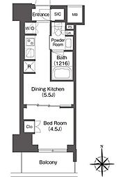 コンフォリア東新宿 1DKの間取図画像