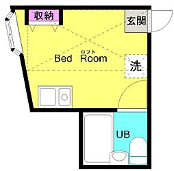 クレモント生田 ワンルームの間取図画像