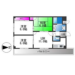 グランドシャトー山本 3LDKの間取図画像