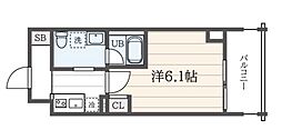 クレヴィスタ坂東橋III 1Kの間取図画像
