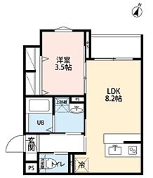robot home 亥鼻II(ロボットホーム イノハナツー) 1LDKの間取図画像