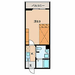 アテナ稲毛 1Kの間取図画像