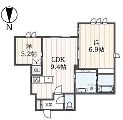 クレールムサシ 1SLDKの間取図画像