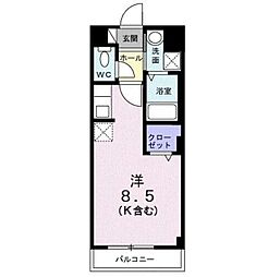 さくらハイツ 1階ワンルームの間取り