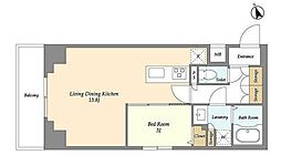 オーキッドレジデンス上野稲荷町 4階1LDKの間取り