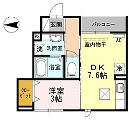 シュティレルーエ 1DKの間取図画像