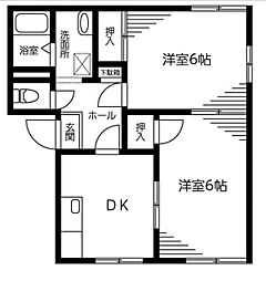 メゾンクレール Ｂ 1階2DKの間取り