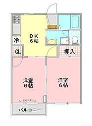 サンモール91 2DKの間取図画像