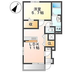 モイス・シャーム熊取 1LDKの間取図画像