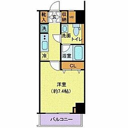 東京メトロ東西線 木場駅 徒歩2分の賃貸マンション 10階1Kの間取り