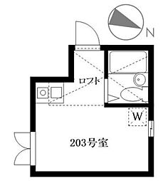 ドルチェ十条 2階ワンルームの間取り