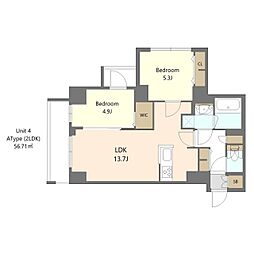 S-RESIDENCE高島平asolea 2階2LDKの間取り