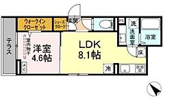 D Paina西寺尾 1LDKの間取図画像