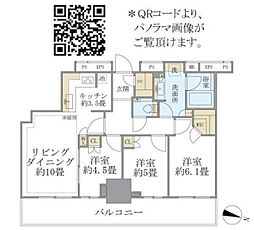 プラウドタワー東池袋ステーションアリーナ 32階3LDKの間取り