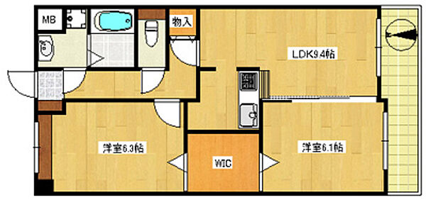 ディアコート南花畑　壱番館 302｜東京都足立区南花畑５丁目(賃貸マンション2LDK・3階・51.84㎡)の写真 その2