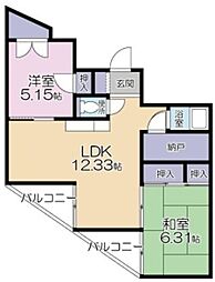 メゾンド童橋 2LDKの間取図画像