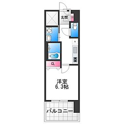 スプランディッド堺東DUE 1Kの間取図画像