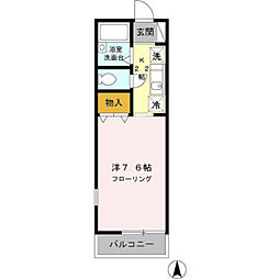 ヴィラ・ファミーユB 1Kの間取図画像