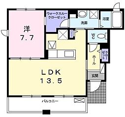 隼 1LDKの間取図画像