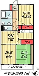 ペアヒルズ大野 3DKの間取図画像