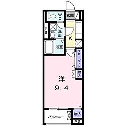エレガントカーサ3 1Kの間取図画像