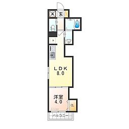 おおさか東線 JR河内永和駅 徒歩8分の賃貸アパート 2階1LDKの間取り