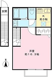 京急本線 平和島駅 徒歩6分の賃貸アパート 2階1Kの間取り