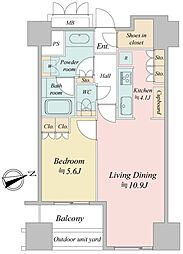ウエストパークタワー池袋 1LDKの間取図画像