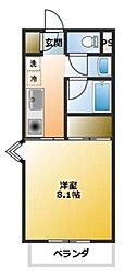 シーズ18コヤタ 1Kの間取図画像