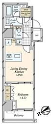 ザ・パークワンズ門前仲町 1LDKの間取図画像