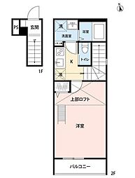 コートヤード砧 2階1Kの間取り