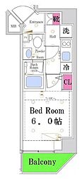 Log登戸station west 1Kの間取図画像
