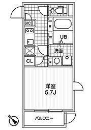 MDM駒沢大学 1Kの間取図画像