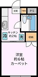 小田急小田原線 経堂駅 徒歩9分の賃貸アパート 2階1Kの間取り