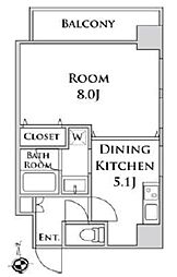 メゾンポメル小川 7階1DKの間取り