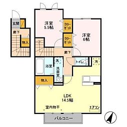 イーズフィールドB 2LDKの間取図画像