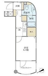 ユンヌフィーユ 4階1Kの間取り