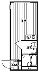 サイドガレージ矢部 ワンルームの間取図画像