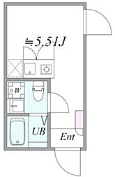 HERME TOGOSHI 2階ワンルームの間取り