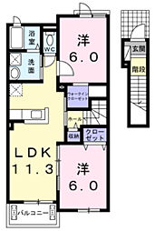 レジデンスカレント 2LDKの間取図画像