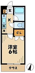 グリーンウッド1 1Kの間取図画像