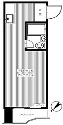 都営大江戸線 勝どき駅 徒歩1分の賃貸マンション 8階ワンルームの間取り